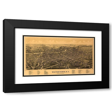 Watertown New York - Burleigh 1891 Black Modern Wood Framed Art Print with Double Matting by Burleigh