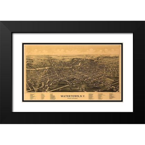 Watertown New York - Burleigh 1891 Black Modern Wood Framed Art Print with Double Matting by Burleigh