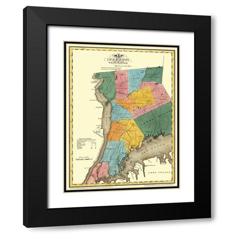 Westchester New York Landowner - Burr 1829 Black Modern Wood Framed Art Print with Double Matting by Burr