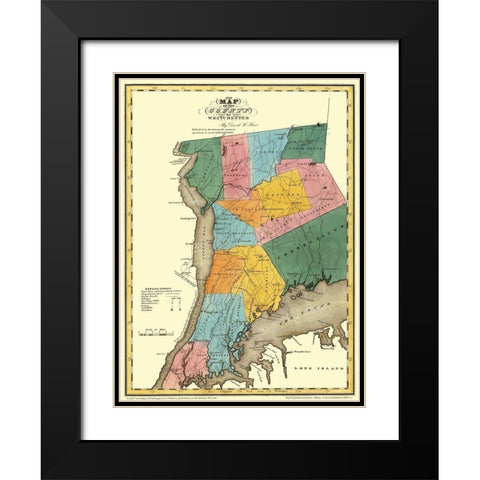 Westchester New York Landowner - Burr 1829 Black Modern Wood Framed Art Print with Double Matting by Burr