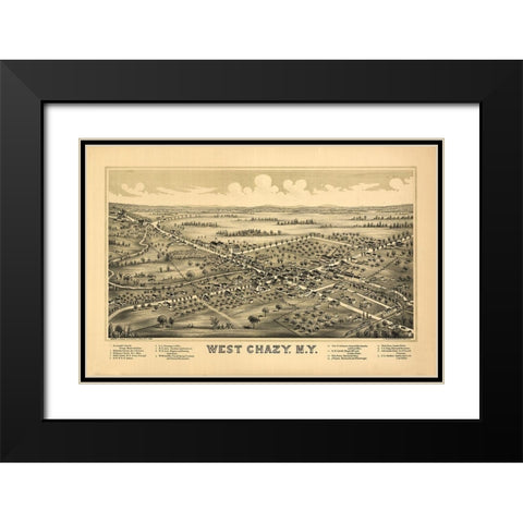 West Chazy New York - Burleigh 1899 Black Modern Wood Framed Art Print with Double Matting by Fausel