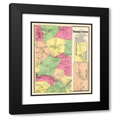 Yorktown New York Landowner - Beers 1868 Black Modern Wood Framed Art Print with Double Matting by Beers