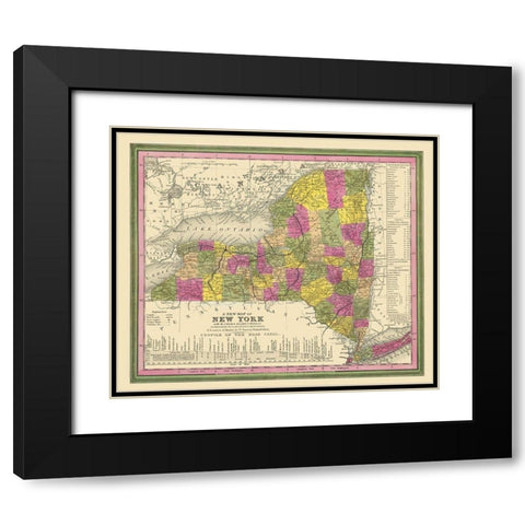 New York - Mitchell 1846 Black Modern Wood Framed Art Print with Double Matting by Mitchell