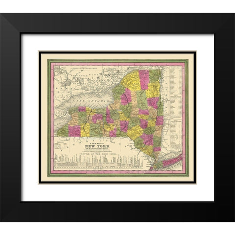 New York - Mitchell 1846 Black Modern Wood Framed Art Print with Double Matting by Mitchell