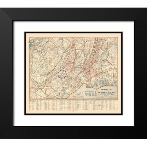 New York -1895 Black Modern Wood Framed Art Print with Double Matting by Unknown