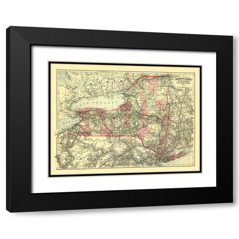 New York - Asher 1871 Black Modern Wood Framed Art Print with Double Matting by Asher