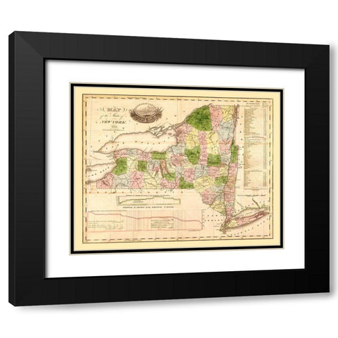 New York - Andrus 1833 Black Modern Wood Framed Art Print with Double Matting by Andrus