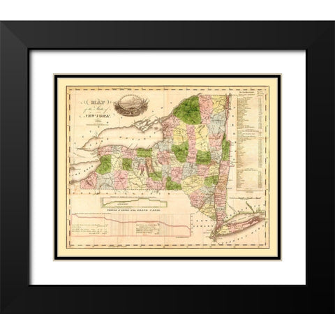 New York - Andrus 1833 Black Modern Wood Framed Art Print with Double Matting by Andrus