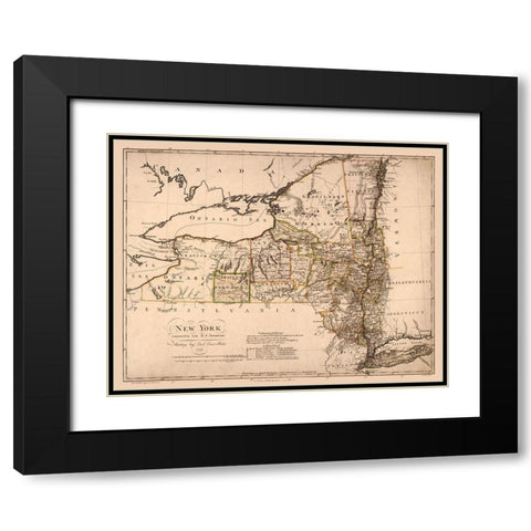 New York - Bohn 1799 Black Modern Wood Framed Art Print with Double Matting by Bohn