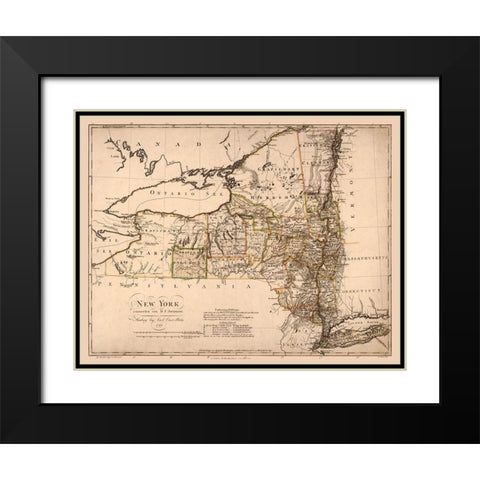 New York - Bohn 1799 Black Modern Wood Framed Art Print with Double Matting by Bohn