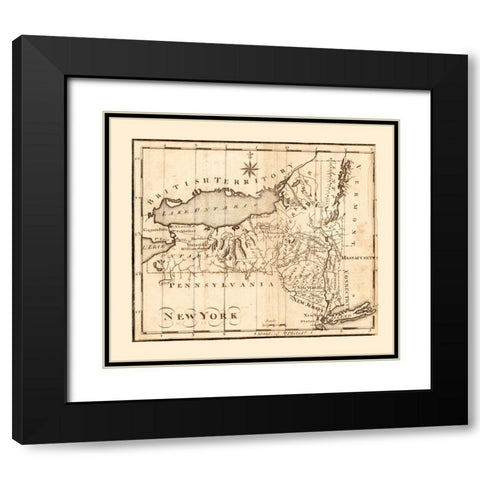 New York -1795 Black Modern Wood Framed Art Print with Double Matting by Unknown