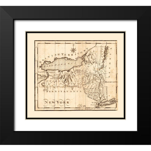 New York -1795 Black Modern Wood Framed Art Print with Double Matting by Unknown