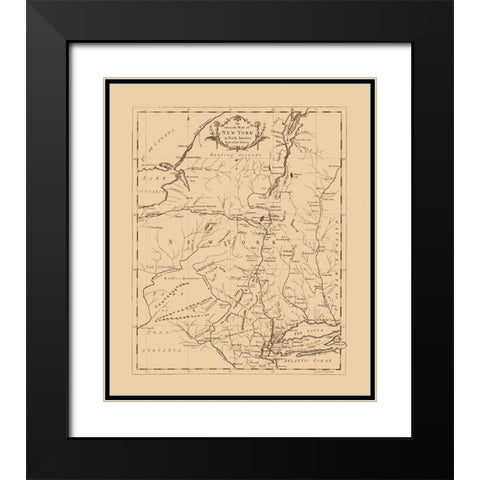 New York -1780 Black Modern Wood Framed Art Print with Double Matting by Unknown