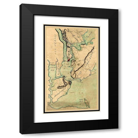 New York -1780 Black Modern Wood Framed Art Print with Double Matting by Unknown