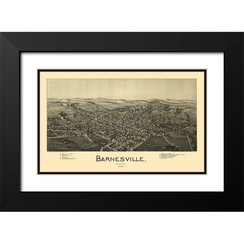 Barnesville Ohio - Fowler 1899 Black Modern Wood Framed Art Print with Double Matting by Fowler