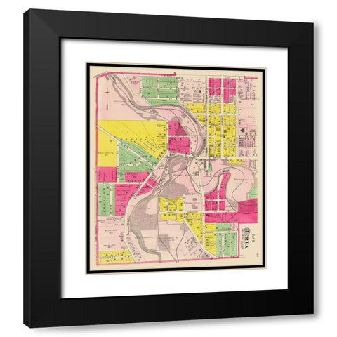 Berea Ohio - Cram 1892 Black Modern Wood Framed Art Print with Double Matting by Cram