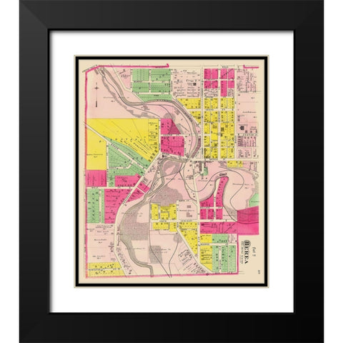 Berea Ohio - Cram 1892 Black Modern Wood Framed Art Print with Double Matting by Cram