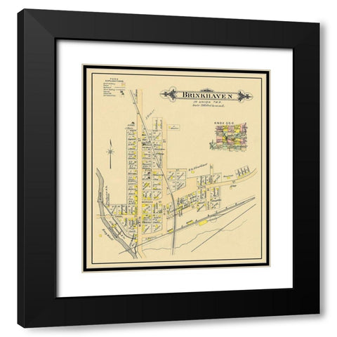 Brinkhaven Ohio Landowner - Cadwell 1896 Black Modern Wood Framed Art Print with Double Matting by Cadwell