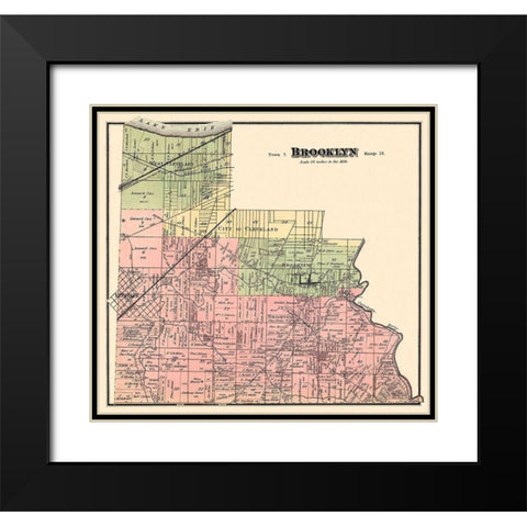 Brooklyn Ohio Landowner - Titus 1876 Black Modern Wood Framed Art Print with Double Matting by Titus
