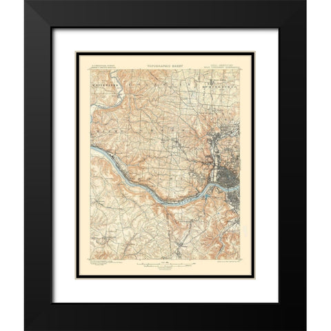 Cincinnati West Ohio Kentucky Quad - USGS 1900 Black Modern Wood Framed Art Print with Double Matting by USGS