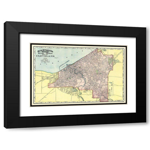Cleveland Ohio - Rand McNally 1897 Black Modern Wood Framed Art Print with Double Matting by Rand McNally