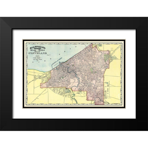 Cleveland Ohio - Rand McNally 1897 Black Modern Wood Framed Art Print with Double Matting by Rand McNally