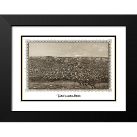 Cleveland Ohio - Vogt 1887 Black Modern Wood Framed Art Print with Double Matting by Vogt