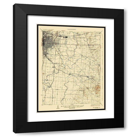 Coloumbus East Ohio Quad - USGS 1925 Black Modern Wood Framed Art Print with Double Matting by USGS