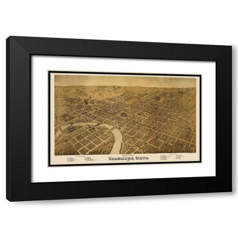 Columbus Ohio - Strobridge 1872 Black Modern Wood Framed Art Print with Double Matting by Strobridge