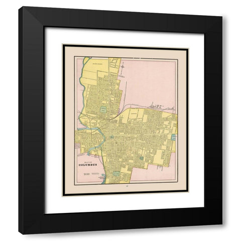 Columbus Ohio - Cram 1892 Black Modern Wood Framed Art Print with Double Matting by Cram