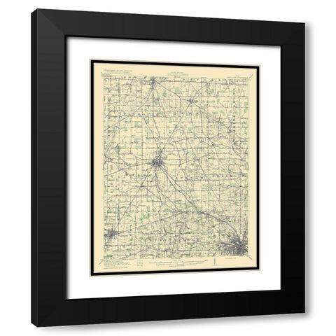 Crestline Ohio Quad - USGS 1915 Black Modern Wood Framed Art Print with Double Matting by USGS