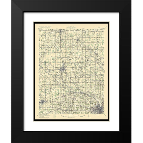 Crestline Ohio Quad - USGS 1915 Black Modern Wood Framed Art Print with Double Matting by USGS