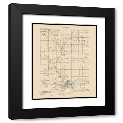 Defiance Ohio Quad - USGS 1909 Black Modern Wood Framed Art Print with Double Matting by USGS
