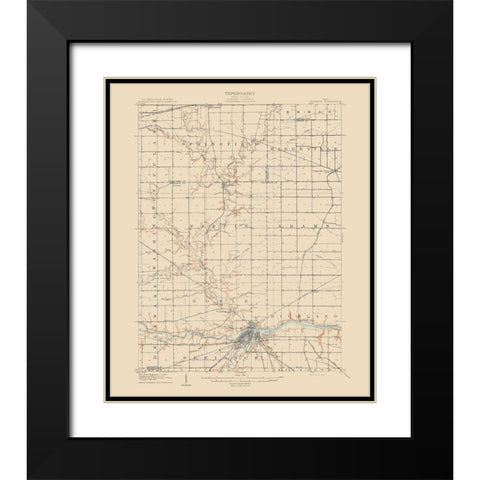 Defiance Ohio Quad - USGS 1909 Black Modern Wood Framed Art Print with Double Matting by USGS
