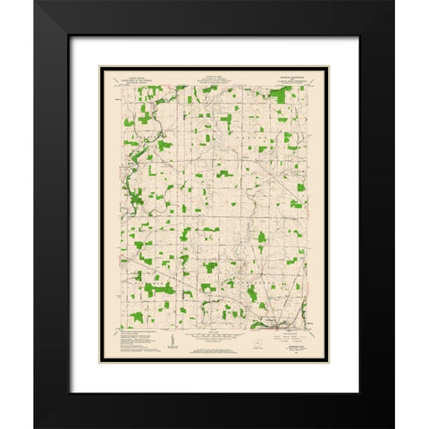 Denmark Ohio Quad - USGS 1961 Black Modern Wood Framed Art Print with Double Matting by USGS
