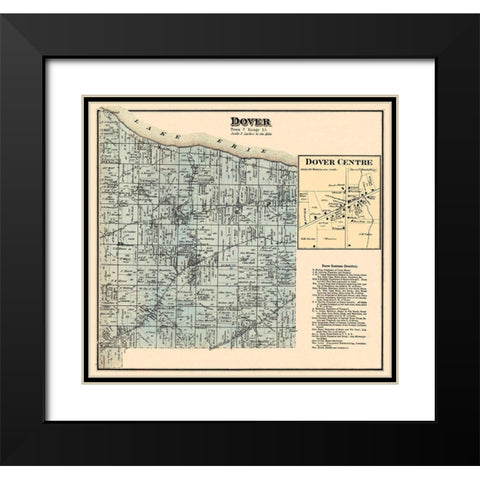 Dover Ohio Landowner - Titus 1876 Black Modern Wood Framed Art Print with Double Matting by Titus