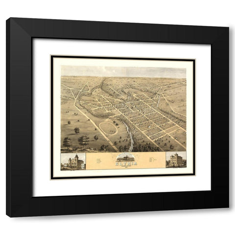 Elyria Ohio - Huger 1868 Black Modern Wood Framed Art Print with Double Matting by Huger