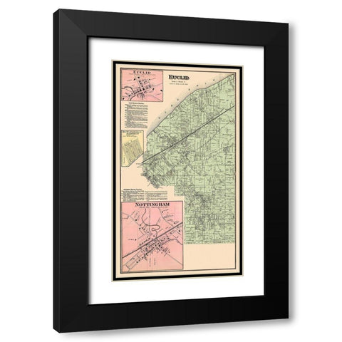 Euclid Ohio Landowner - Cram 1874 Black Modern Wood Framed Art Print with Double Matting by Cram