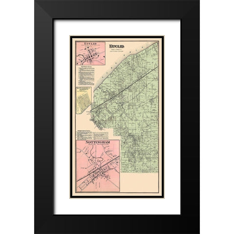 Euclid Ohio Landowner - Cram 1874 Black Modern Wood Framed Art Print with Double Matting by Cram