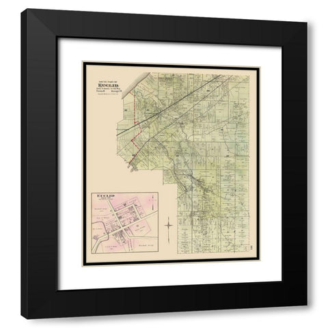 Euclid, Southern Ohio Landowner - Cram 1892 Black Modern Wood Framed Art Print with Double Matting by Cram