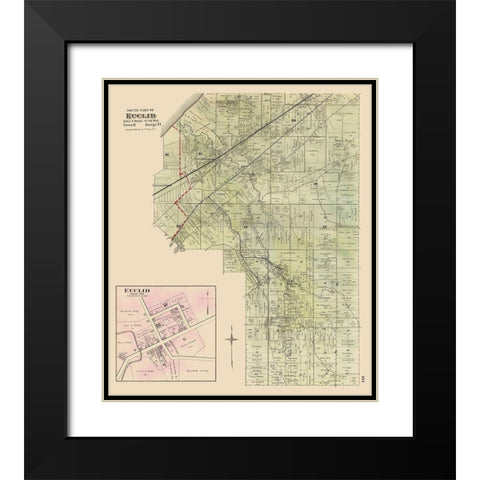 Euclid, Southern Ohio Landowner - Cram 1892 Black Modern Wood Framed Art Print with Double Matting by Cram