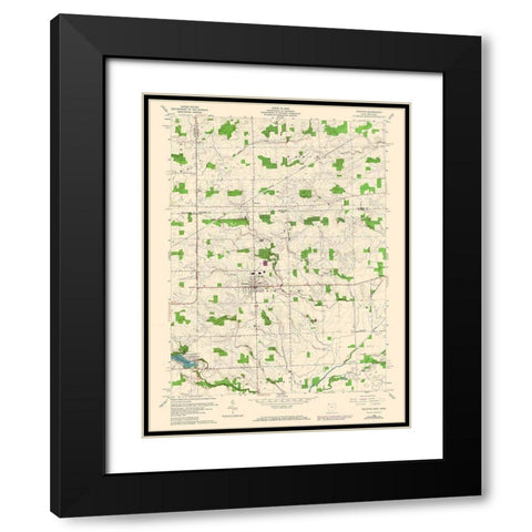 Fayette Ohio Quad - USGS 1960 Black Modern Wood Framed Art Print with Double Matting by USGS