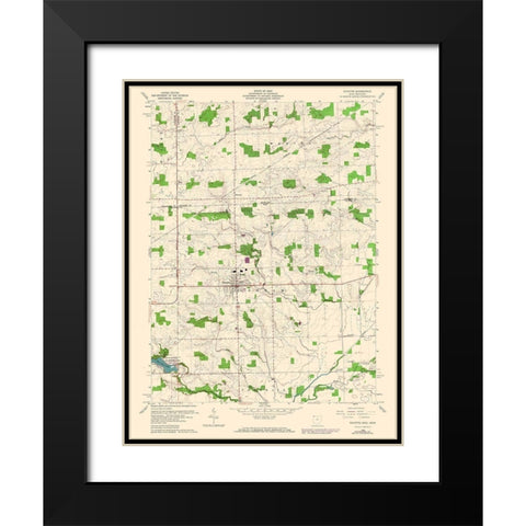 Fayette Ohio Quad - USGS 1960 Black Modern Wood Framed Art Print with Double Matting by USGS