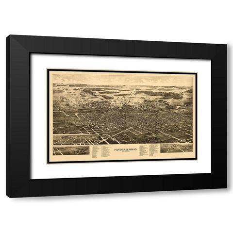 Findlay Ohio - Norris 1889 Black Modern Wood Framed Art Print with Double Matting by Norris