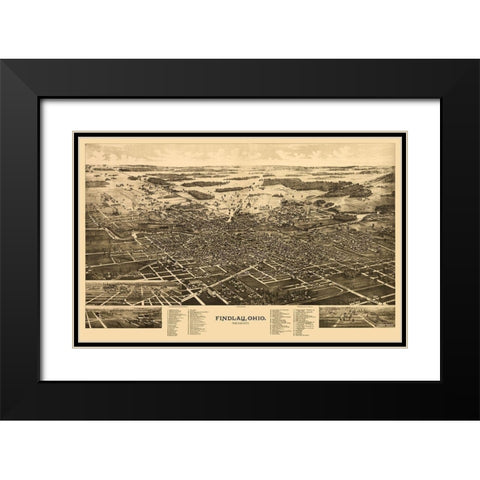 Findlay Ohio - Norris 1889 Black Modern Wood Framed Art Print with Double Matting by Norris