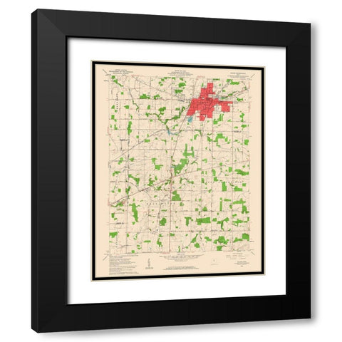 Galion Ohio Quad - USGS 1960 Black Modern Wood Framed Art Print with Double Matting by USGS