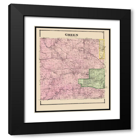Green Ohio - Titus 1869 Black Modern Wood Framed Art Print with Double Matting by Titus