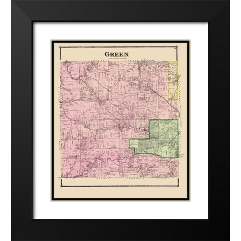 Green Ohio - Titus 1869 Black Modern Wood Framed Art Print with Double Matting by Titus
