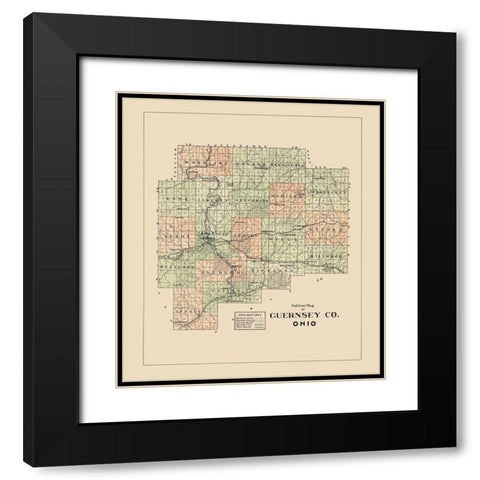 Guernsey Ohio - 1902 Black Modern Wood Framed Art Print with Double Matting by Unknown