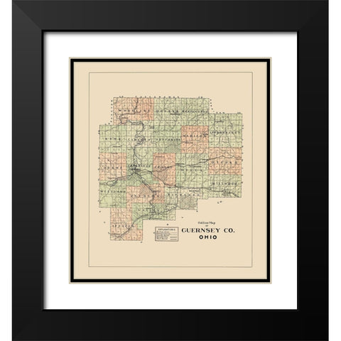 Guernsey Ohio - 1902 Black Modern Wood Framed Art Print with Double Matting by Unknown